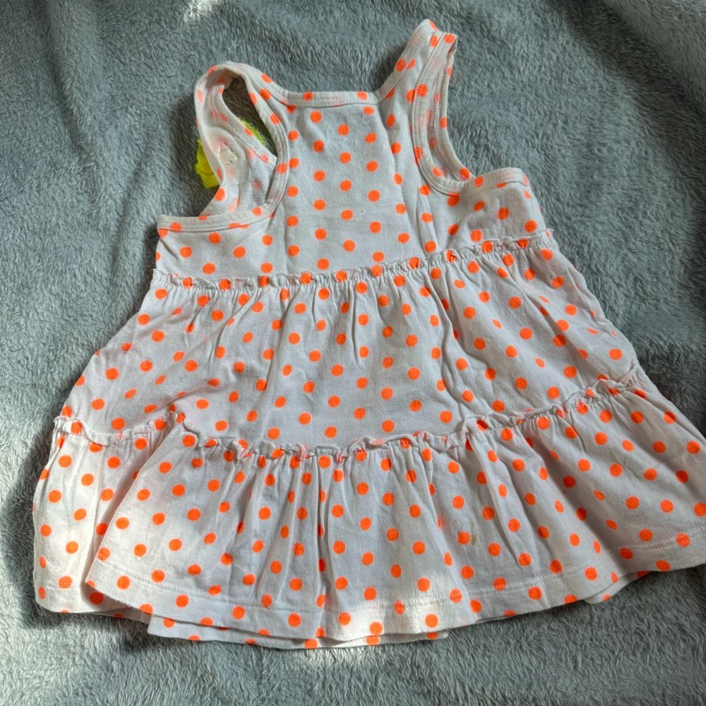 Carter's Ruffle Flowing Tank Top White w/ Orange Polka Dots Sz 3T - Picture 5 of 6